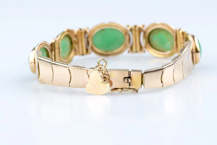 Bracelet Bracelet vintage en or jaune 14K et jade 58 Facettes BRJAD14KC631-107