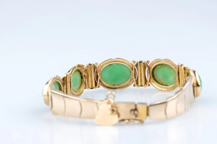 Bracelet Bracelet vintage en or jaune 14K et jade 58 Facettes BRJAD14KC631-107