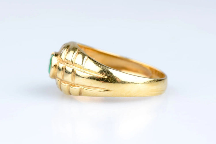 Bague 53 Bague gypsy vintage en or jaune, émeraude ovale et diamants 58 Facettes 413151299-107