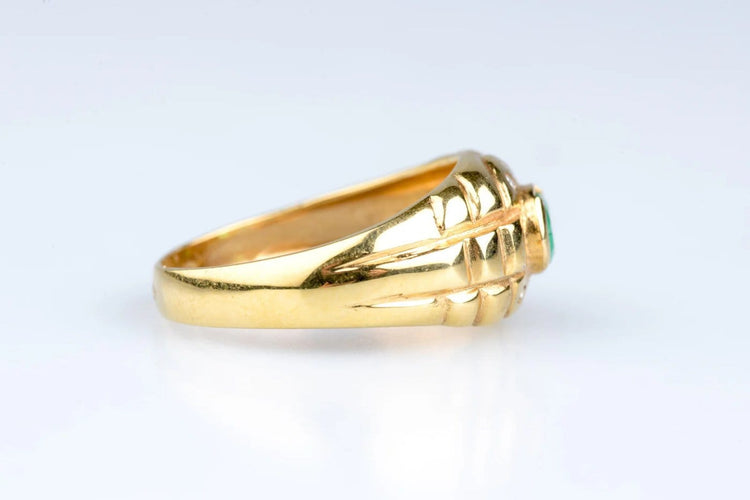 Bague 53 Bague gypsy vintage en or jaune, émeraude ovale et diamants 58 Facettes 413151299-107