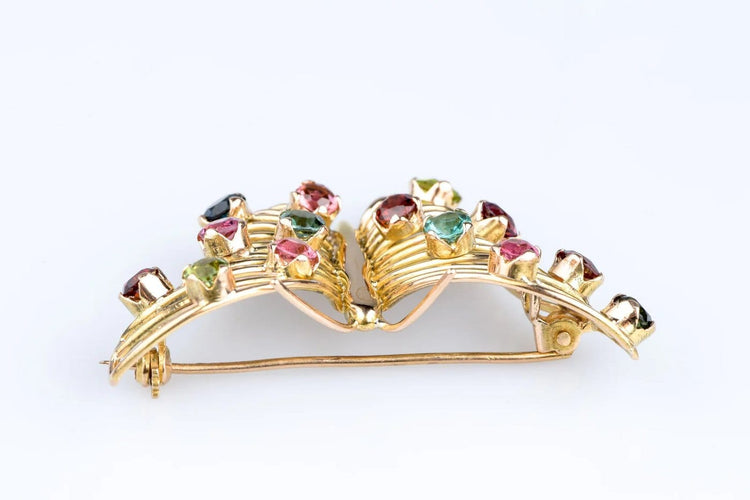Broche Broche papillon vintage en or jaune 18 ct sertie de 14 pierres fines 58 Facettes BCPAP5342-107