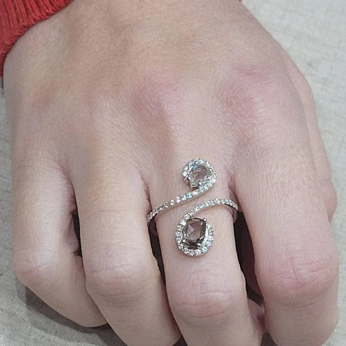 Bague 54 Bague - Diamants taille rose et brillant 58 Facettes S367