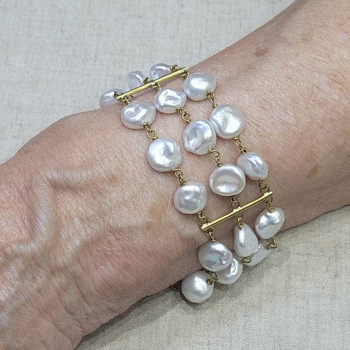 Bracelet Bracelet en perles keshi en or jaune 18 carats 58 Facettes P172