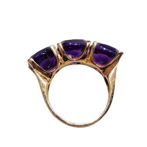 Bague 52 Bague en or rose 18 carats et améthystes taille coussin 58 Facettes S307