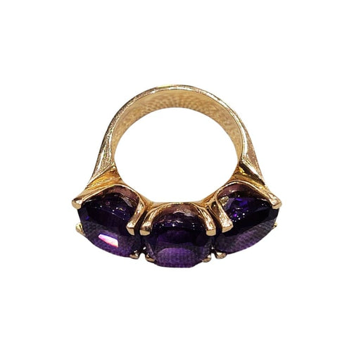 Bague 52 Bague en or rose 18 carats et améthystes taille coussin 58 Facettes S307