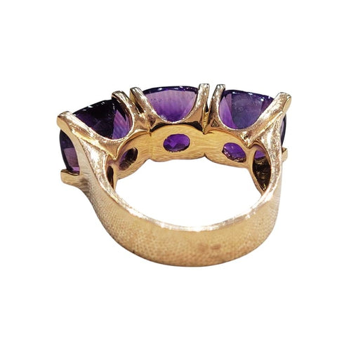 Bague 52 Bague en or rose 18 carats et améthystes taille coussin 58 Facettes S307