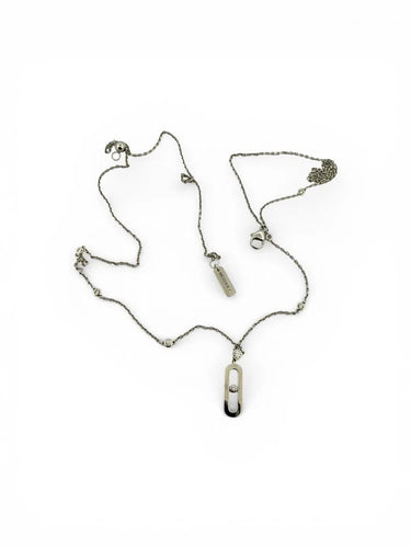 Collier Messika Move Uno - Collier en or blanc 18 carats et diamants 58 Facettes