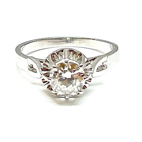 Bague 55 Solitaire - Bague en or blanc 18 carats et platine avec diamant 0,91 ct 58 Facettes