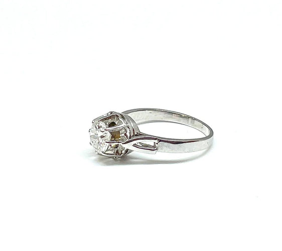 Bague 55 Solitaire - Bague en or blanc 18 carats et platine avec diamant 0,91 ct 58 Facettes