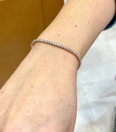 Bracelet Bracelet tennis en or rose 18 carats et diamants 58 Facettes