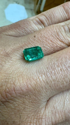 Bague Émeraude de Colombie certifiée LFG - Pierre 3,19 carats rectangulaire 58 Facettes