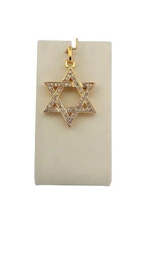 Pendentif Pendentif Étoile de David en or jaune 18 carats et diamants 58 Facettes