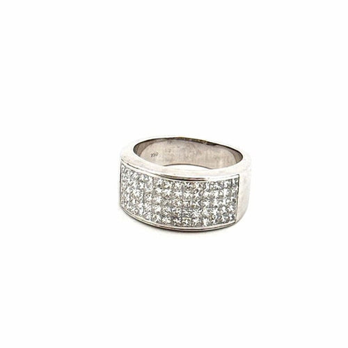 Bague 55 Bague pavée de diamants taille princesse en or blanc 18 carats 58 Facettes