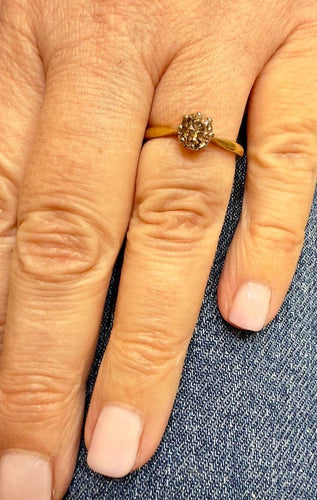 Bague 55.5 Bague solitaire ancienne en or jaune, platine et diamant brun 58 Facettes