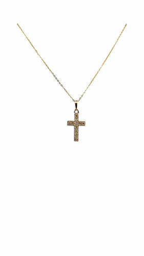 Collier Chaîne et pendentif croix en or jaune 18 carats et diamants 58 Facettes