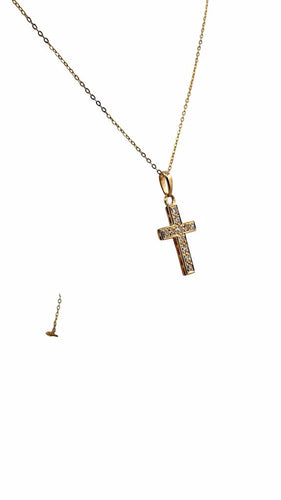 Collier Chaîne et pendentif croix en or jaune 18 carats et diamants 58 Facettes