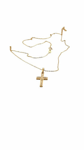 Collier Chaîne et pendentif croix en or jaune 18 carats et diamants 58 Facettes
