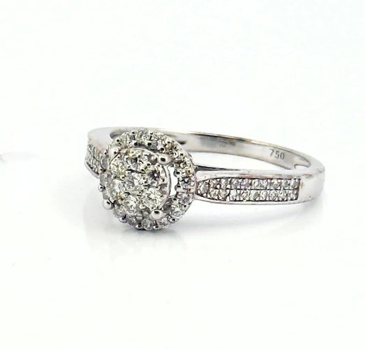 Bague 54 Bague de fiançailles multi-diamants en or blanc 18 carats 58 Facettes