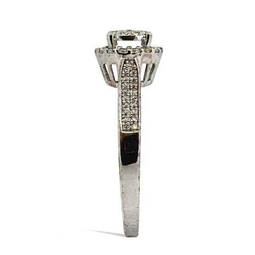 Bague 54 Bague de fiançailles multi-diamants en or blanc 18 carats 58 Facettes