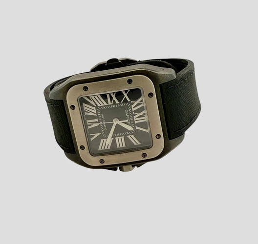 Montre Cartier Santos 100 - Montre en acier et titane 33 x 44 mm 58 Facettes