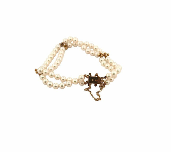 Bracelet Mikimoto - Bracelet en or jaune 14 carats et perles d’Akoya 58 Facettes