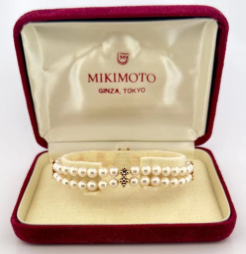 Bracelet Mikimoto - Bracelet en or jaune 14 carats et perles d’Akoya 58 Facettes