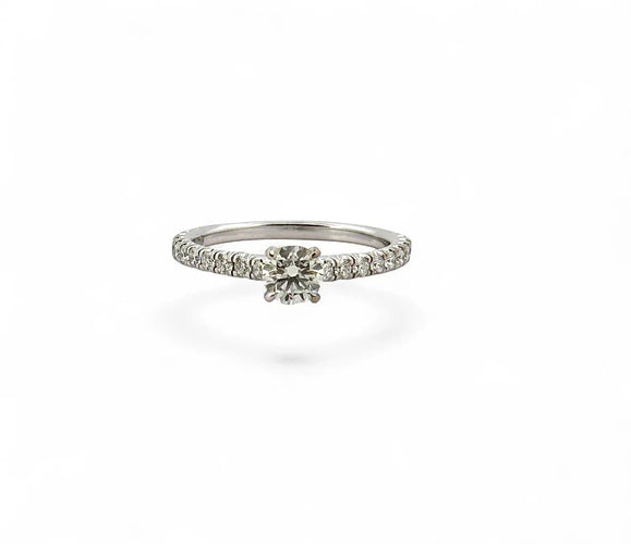 Bague 53 Cartier - Solitaire en platine 950 avec diamants 58 Facettes
