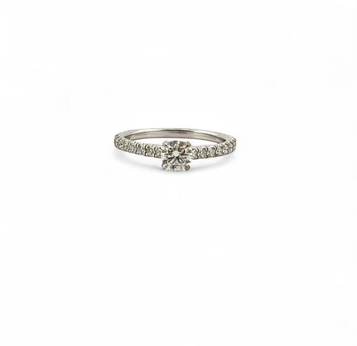 Bague 53 Cartier - Solitaire en platine 950 avec diamants 58 Facettes