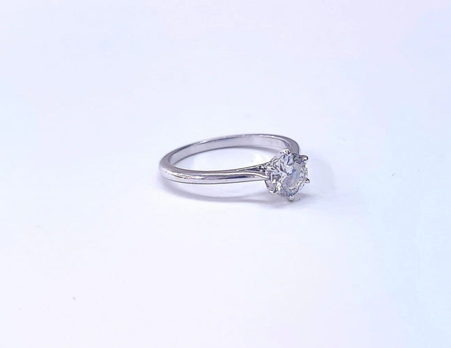 Bague 57 Bague solitaire en or blanc 18k et diamant 0,85 ct 58 Facettes SOLO.0.85ct-