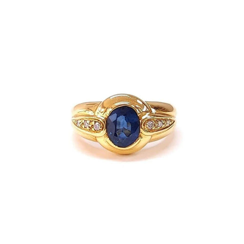 Bague 55 Bague jonc - Saphir 1,42 ct en or jaune 18K et diamants 58 Facettes BAG.GG26.SAP.JON