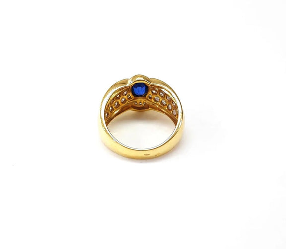 Bague 56 Bague saphir et diamants en or jaune 18K 58 Facettes Bag.saph.alveol