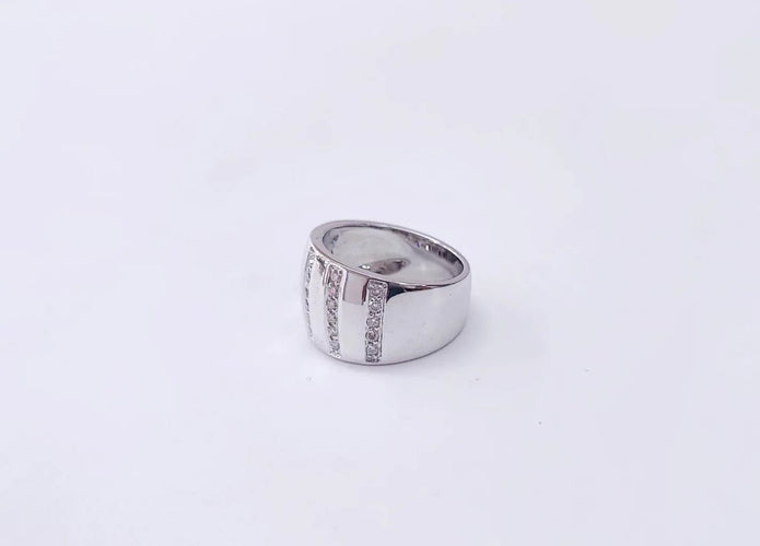 Bague 55 Bague jonc bandeau en or blanc 18K et diamants 58 Facettes BAG.TIGRE-1103