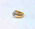 Bague 56 Bague jonc godronnée pavée en or jaune et or blanc, diamants 0,20 ct 58 Facettes Bag.Jonc.Dt.1969