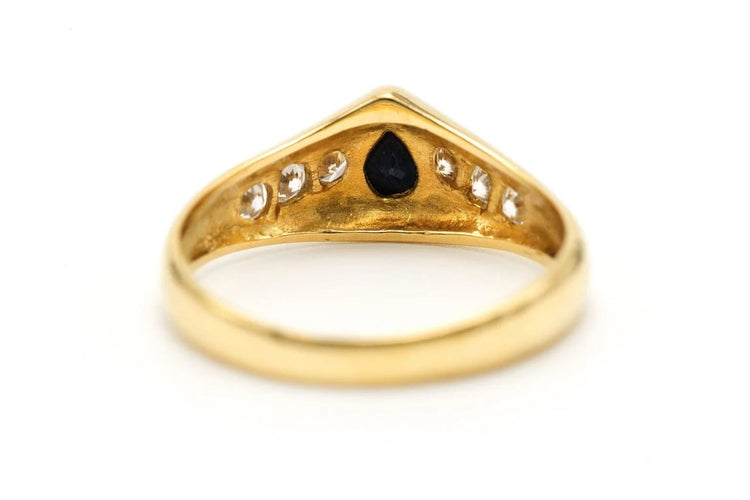 Bague 54 Bague contemporaine en or jaune 18 carats, saphir et diamants 58 Facettes 23173
