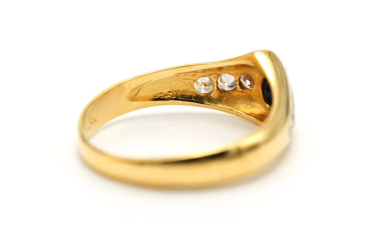 Bague 54 Bague contemporaine en or jaune 18 carats, saphir et diamants 58 Facettes 23173