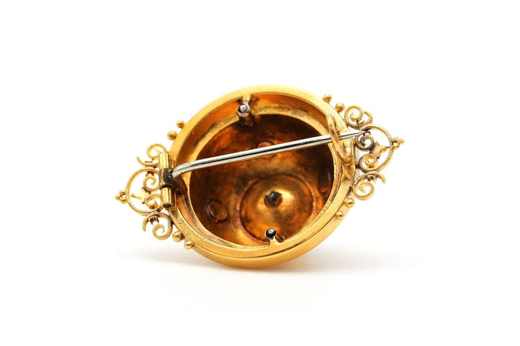 Broche Napoléon III - Broche en or jaune, perles et diamant taille ancienne 58 Facettes 23289