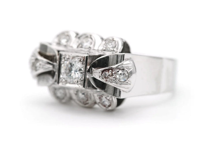 Bague 55 Art déco - Bague en or blanc et diamants 58 Facettes 23294
