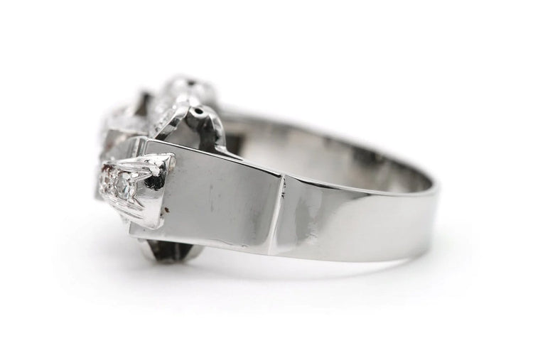 Bague 55 Art déco - Bague en or blanc et diamants 58 Facettes 23294