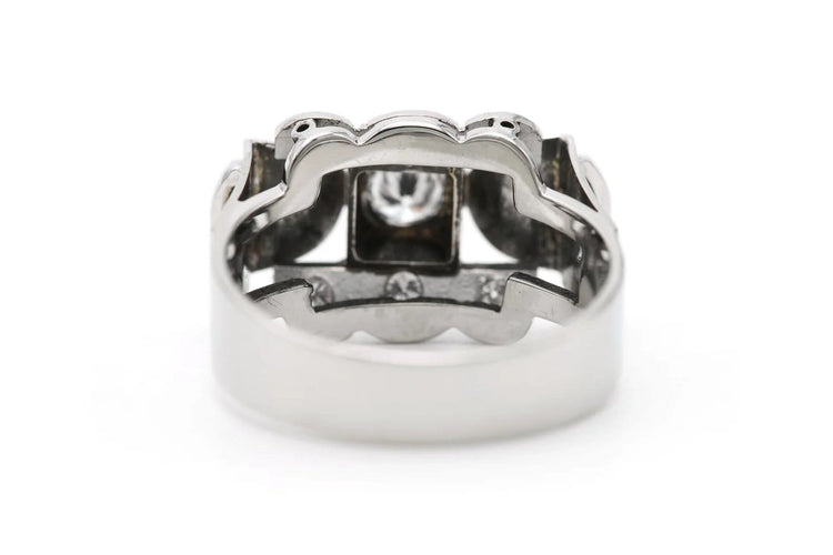 Bague 55 Art déco - Bague en or blanc et diamants 58 Facettes 23294