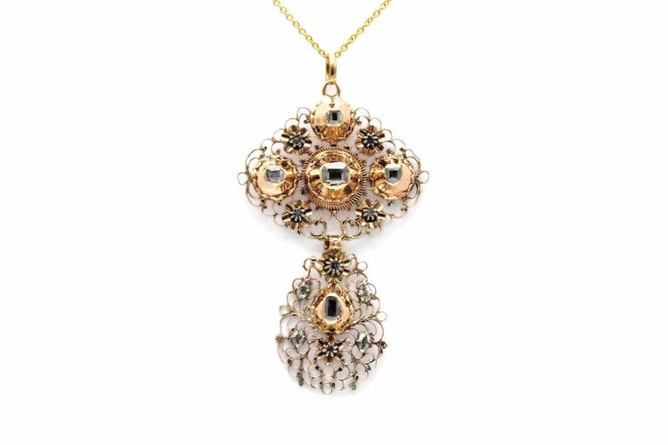 Pendentif Napoléon III - Pendentif en or jaune 18 carats et diamants taille rose 58 Facettes 23251