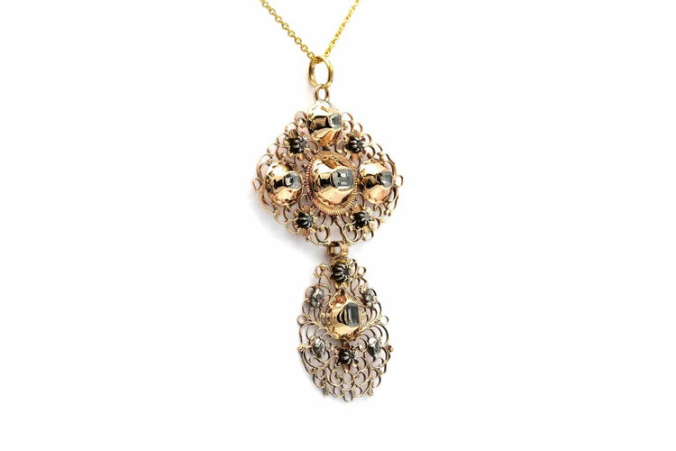 Pendentif Napoléon III - Pendentif en or jaune 18 carats et diamants taille rose 58 Facettes 23251