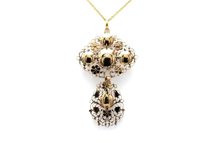 Pendentif Napoléon III - Pendentif en or jaune 18 carats et diamants taille rose 58 Facettes 23251