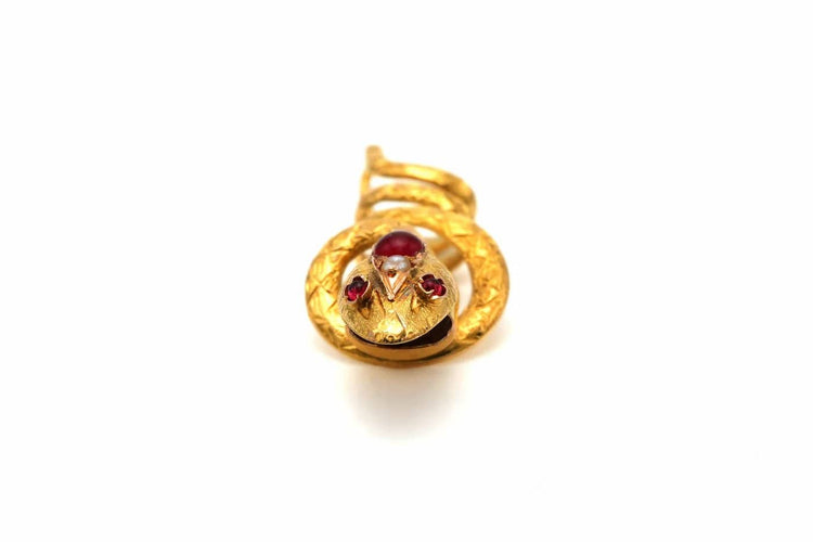 Pendentif Pendentif Art nouveau serti de rubis et perles en or jaune 18 carats 58 Facettes 23270