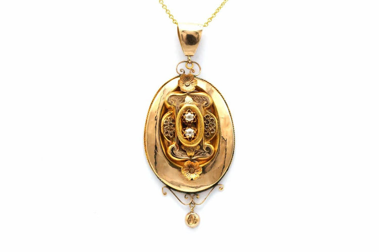 Pendentif Napoléon III - Pendentif en or jaune 18 carats et perles 58 Facettes 23350