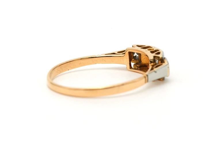 Bague 56 Art Déco - Bague en or jaune et blanc 18 carats et diamants 58 Facettes 23351