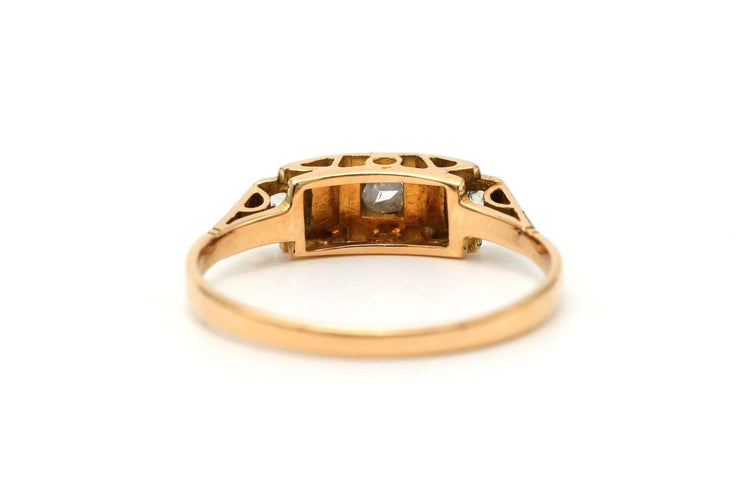 Bague 56 Art Déco - Bague en or jaune et blanc 18 carats et diamants 58 Facettes 23351