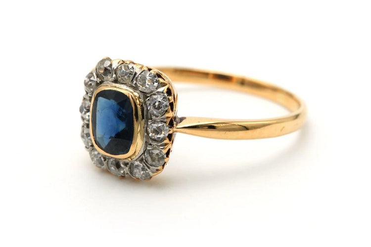 Bague 59 Bague Art déco en or jaune 18 carats, saphir et diamants 58 Facettes 23355
