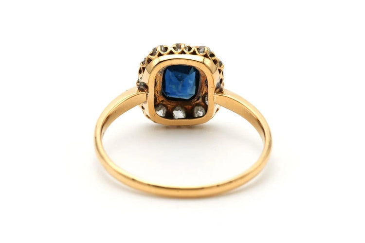 Bague 59 Bague Art déco en or jaune 18 carats, saphir et diamants 58 Facettes 23355