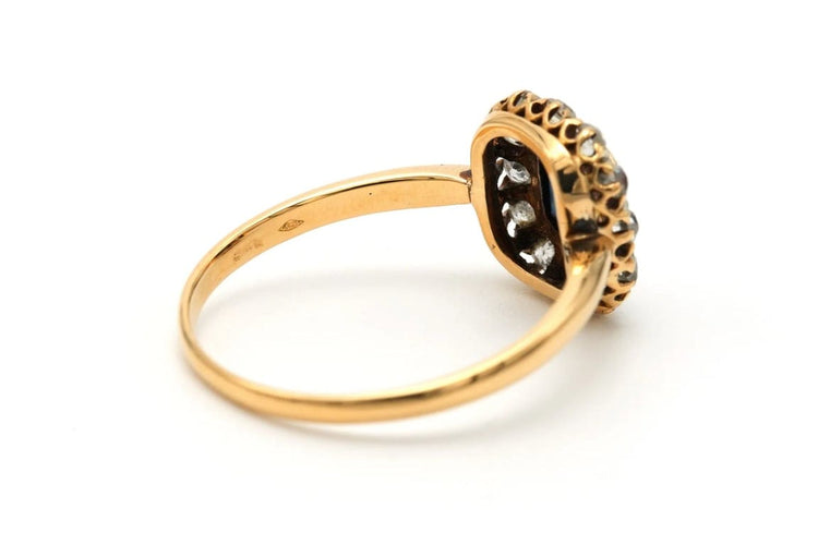 Bague 59 Bague Art déco en or jaune 18 carats, saphir et diamants 58 Facettes 23355