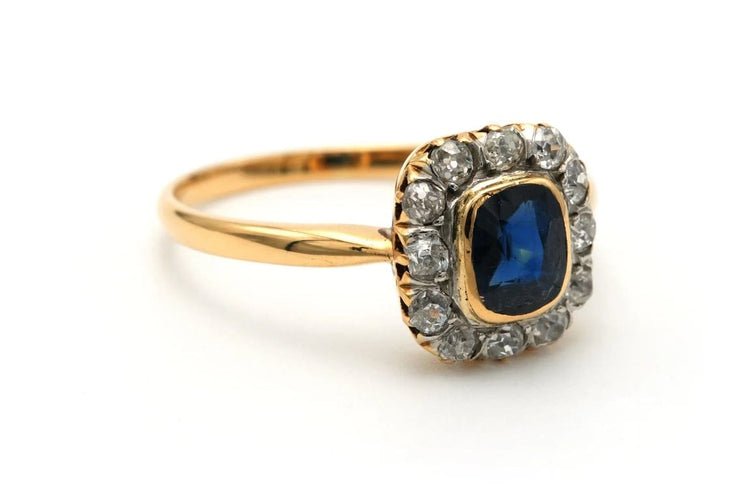 Bague 59 Bague Art déco en or jaune 18 carats, saphir et diamants 58 Facettes 23355